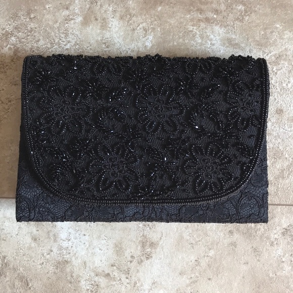 Vintage La Regale Beaded and Lace Clutch - Picture 1 of 8